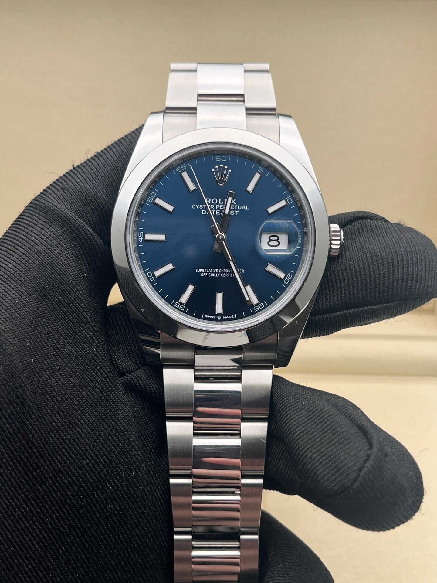2025 Pre-owned Rolex - 126300-0001 Datejust 41 Stainless Steel Smooth / Oyster / Blue