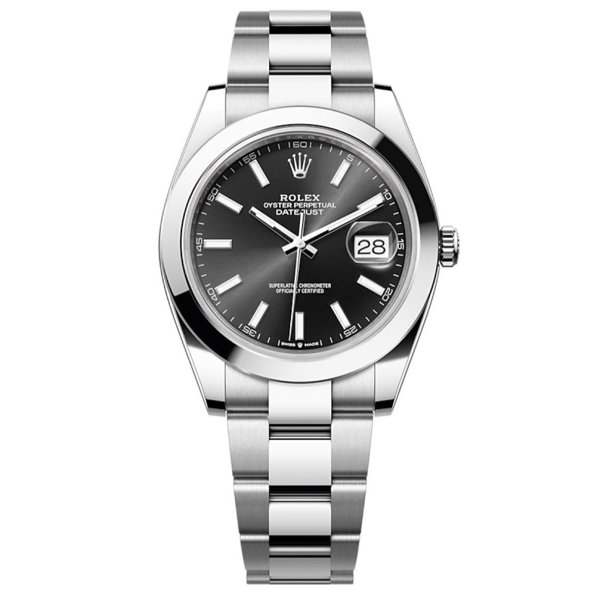 2025 Pre-owned Rolex - 126300-0011 Datejust 41 Stainless Steel Smooth / Oyster / Black