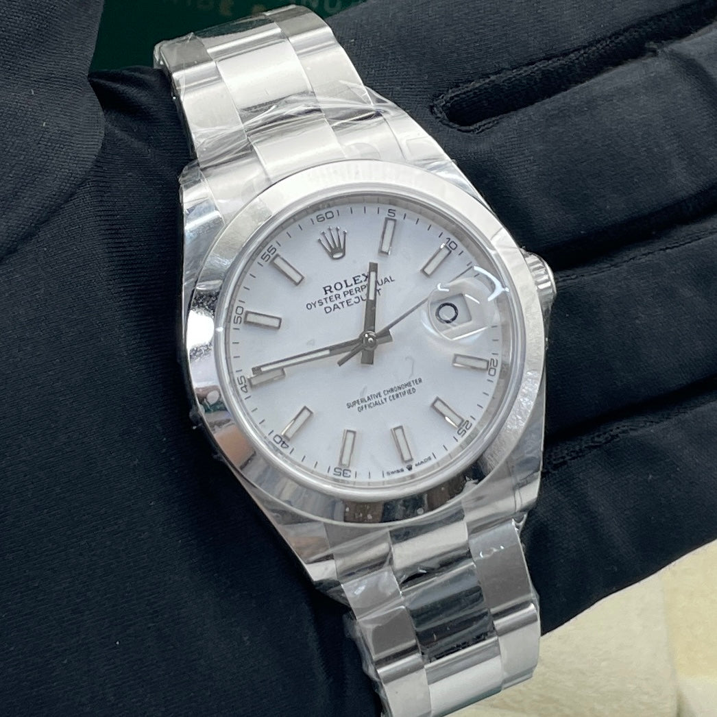 2025 Brand New Rolex - 126300-0005 Datejust 41 Stainless Steel Smooth / Oyster / White