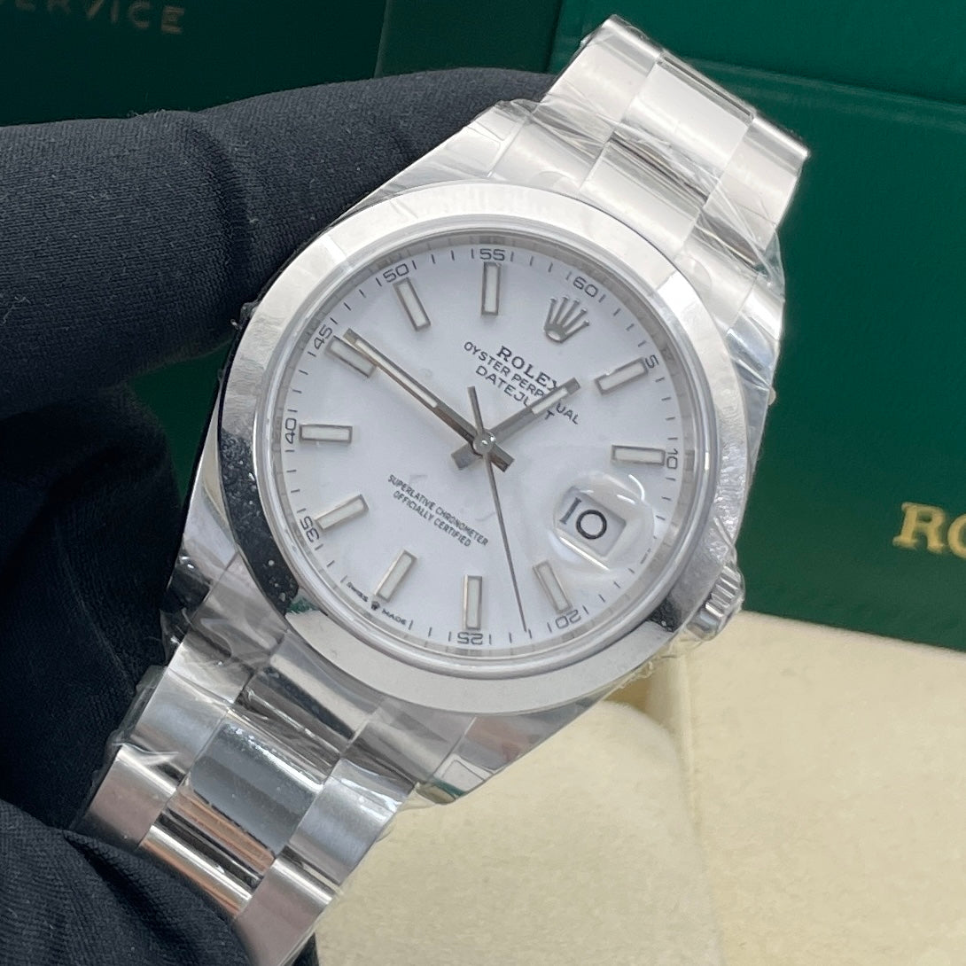 2025 Brand New Rolex - 126300-0005 Datejust 41 Stainless Steel Smooth / Oyster / White