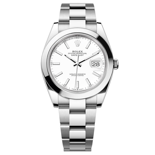 2025 Brand New Rolex - 126300-0005 Datejust 41 Stainless Steel Smooth / Oyster / White