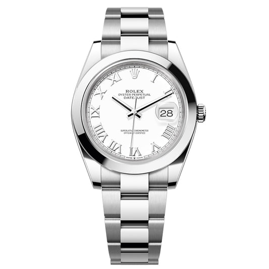 2025 Pre-owned Rolex - 126300-0015 Datejust 41 Stainless Steel Smooth / Oyster / White Roman