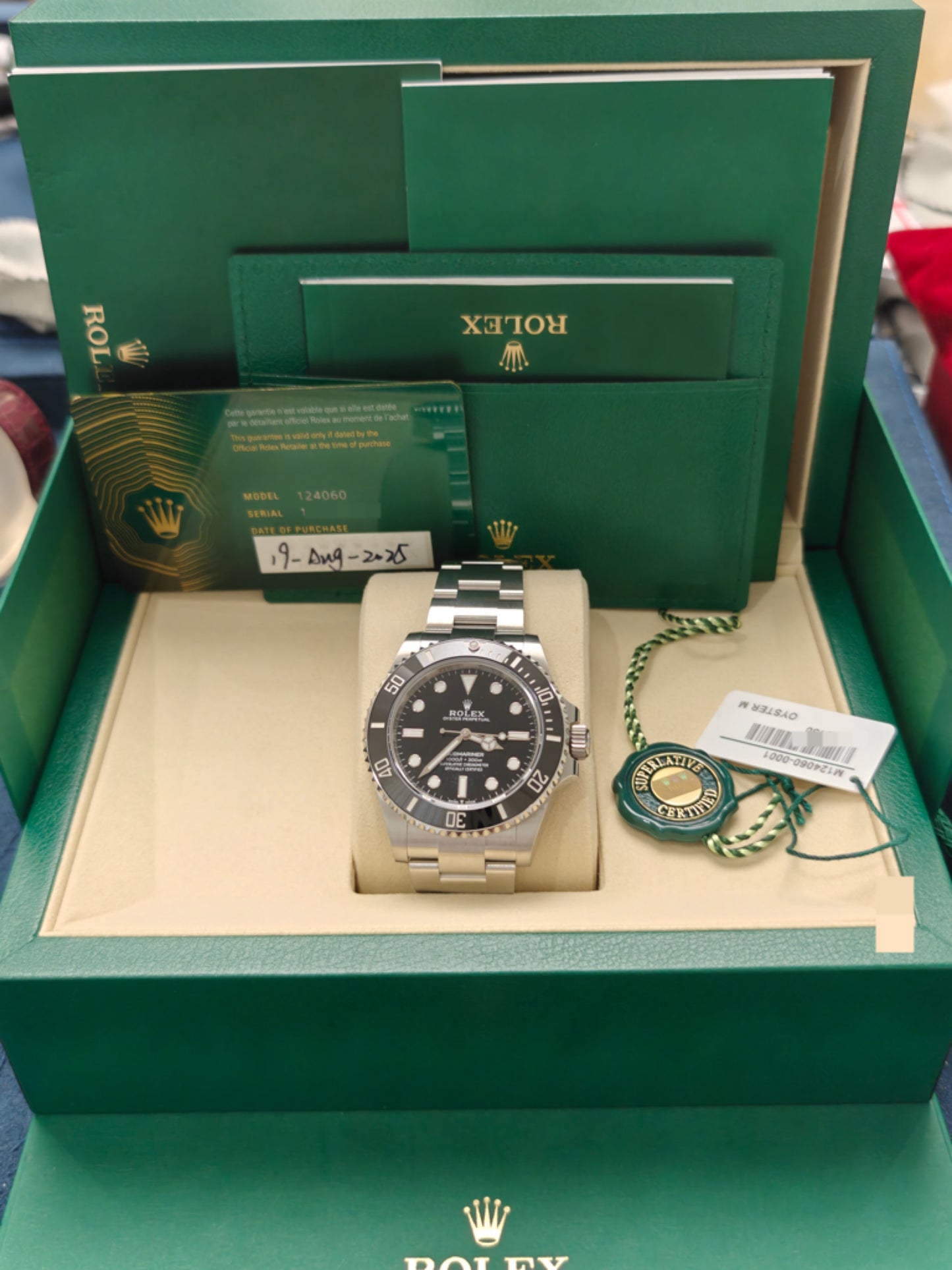 2025 Brand New Rolex - 124060-0001 Submariner No-Date 41 / Stainless Steel / Black / Cerachrom