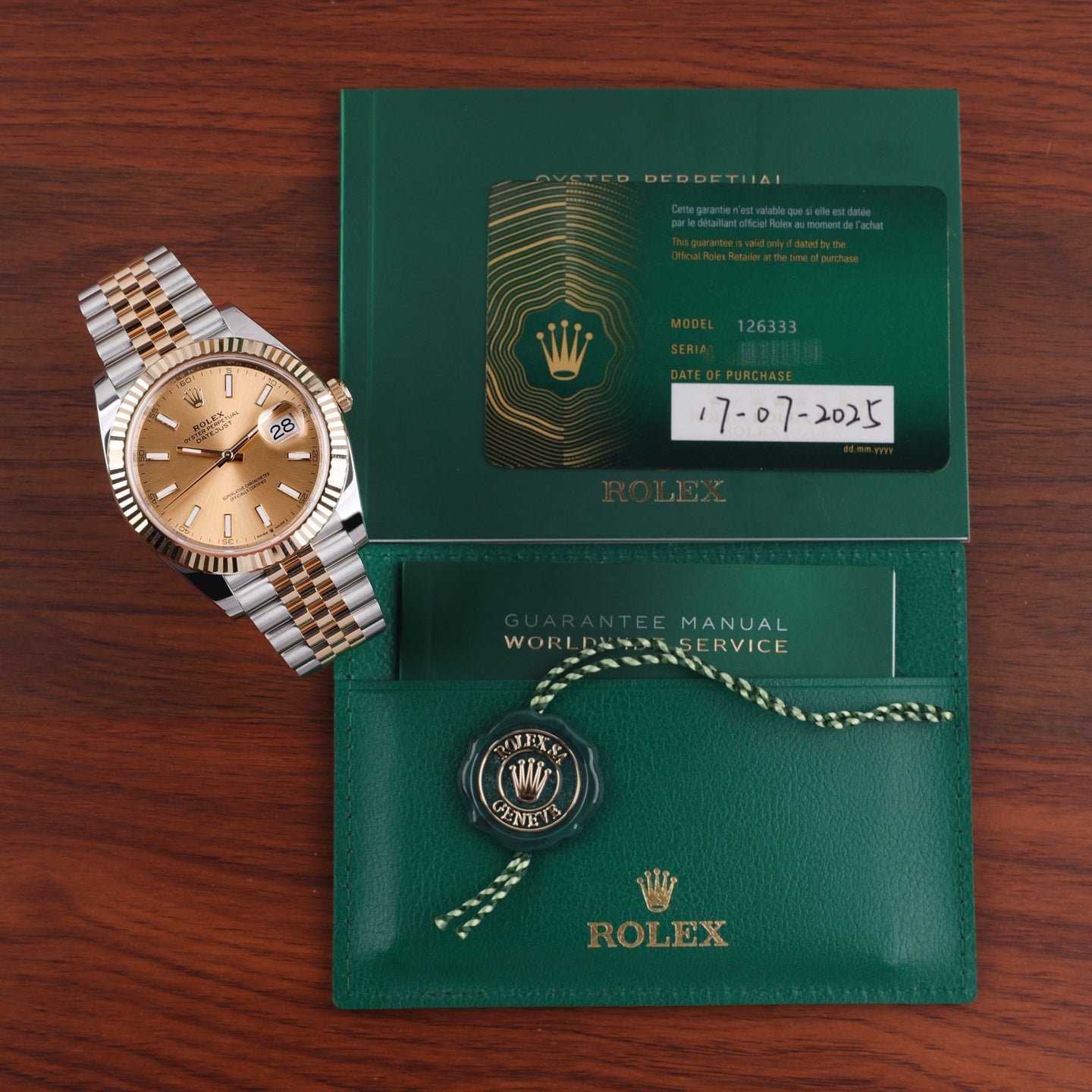 2025 Brand New Rolex - 126333-0010 Datejust 41 Rolesor Yellow Fluted / Jubilee / Champagne