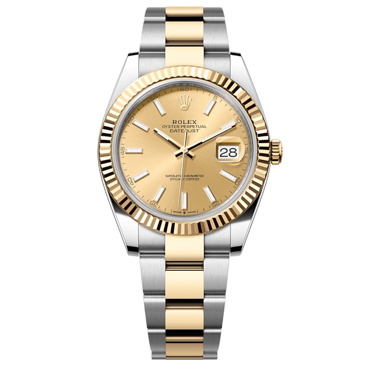 2025 Brand New Rolex - 126333-0009 Datejust 41 Rolesor Yellow Fluted / Oyster / Champagne