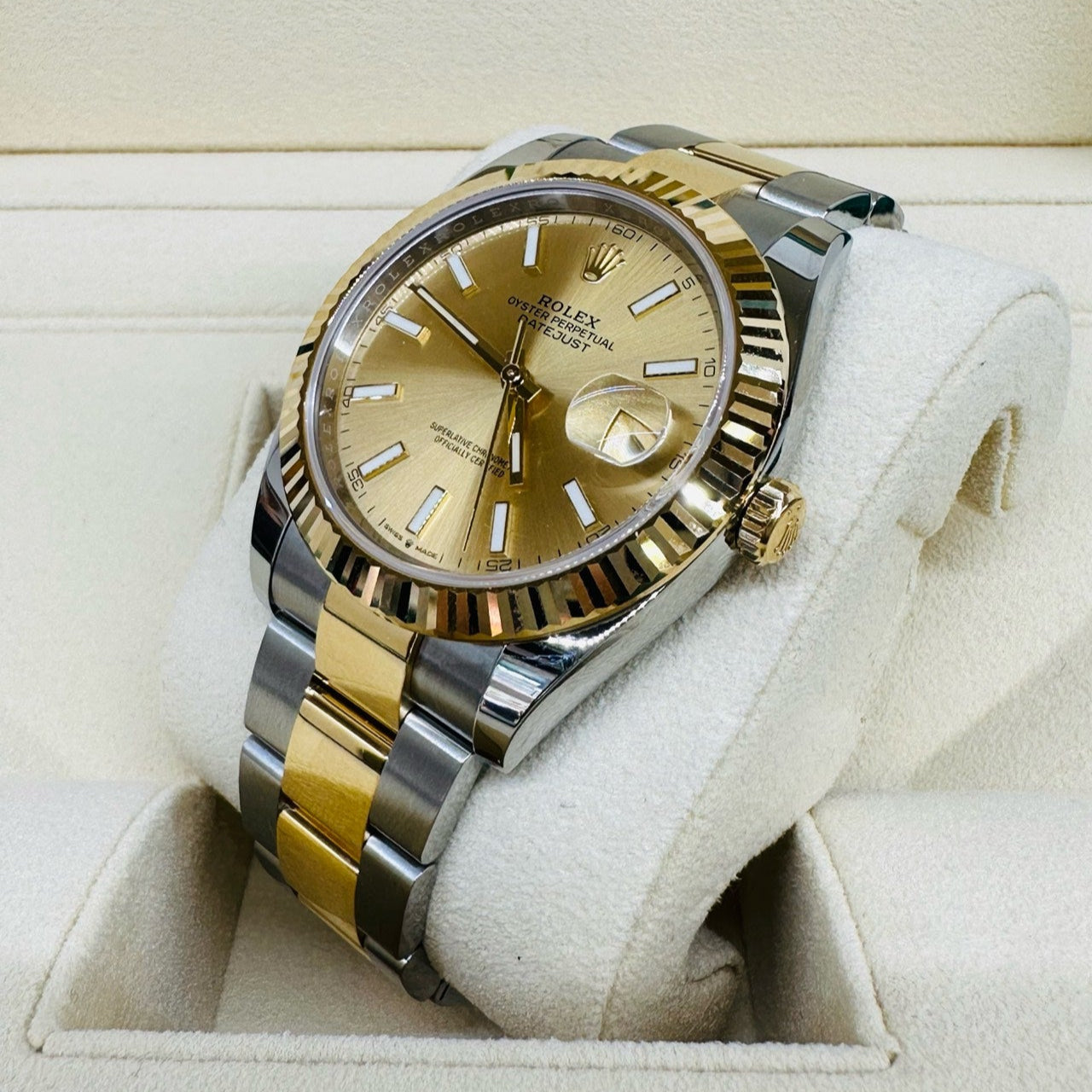 2025 Brand New Rolex - 126333-0009 Datejust 41 Rolesor Yellow Fluted / Oyster / Champagne