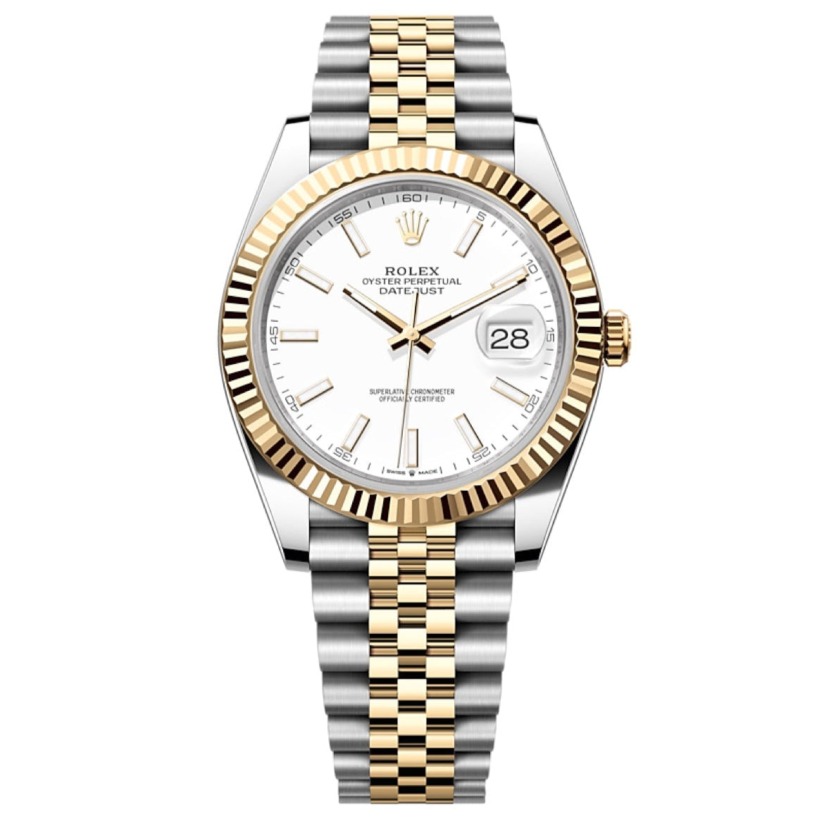 2024 Pre-owned Rolex - 126333-0016 Datejust 41 Rolesor Yellow Fluted / Jubilee / White