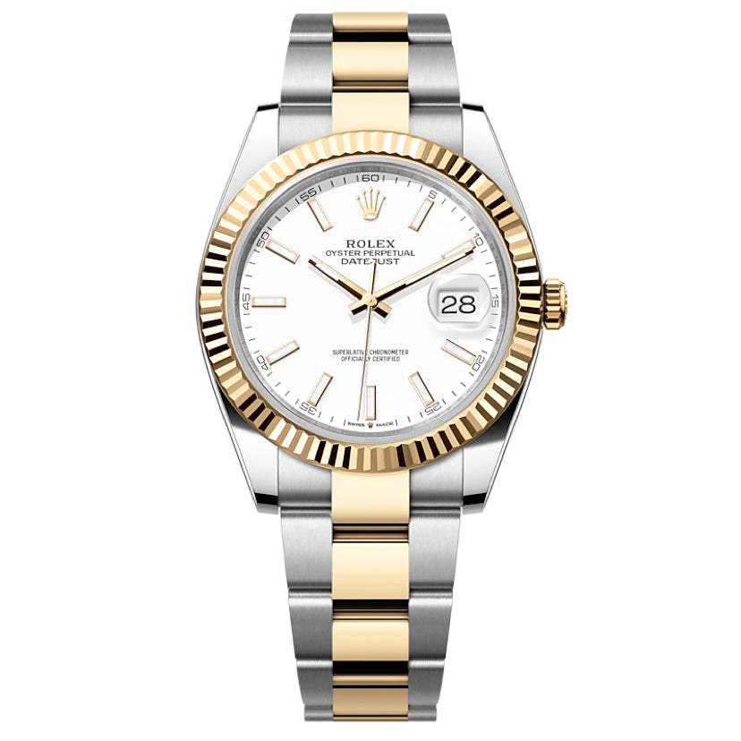 2025 Brand New Rolex - 126333-0015 Datejust 41 Rolesor Yellow Fluted / Oyster / White