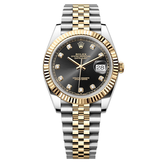 2025 Brand New Rolex - 126333-0006 Datejust 41 Rolesor Yellow Fluted / Jubilee / Black - Diamond