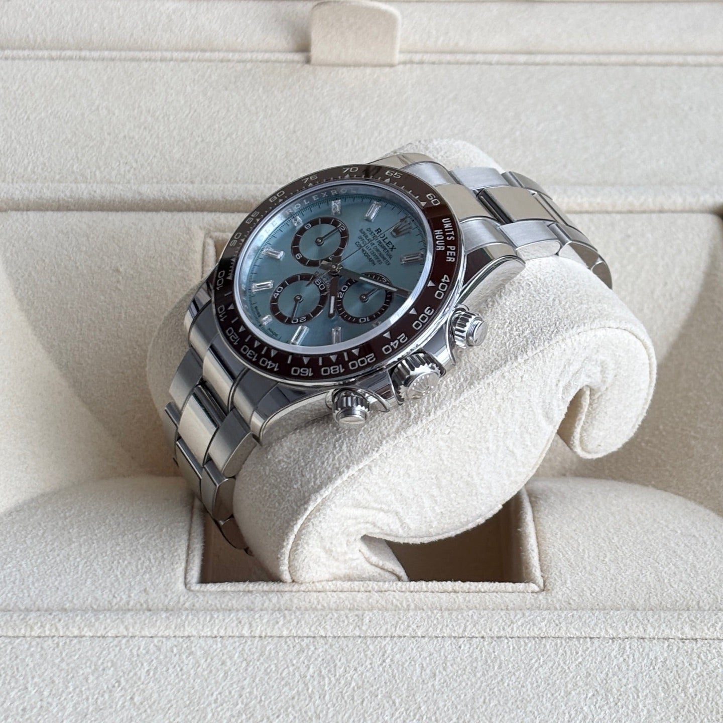 2025 Brand New Rolex - 126506-0002 Cosmograph Daytona Platinum - Cerachrom / Ice Blue - Baguette / Oyster