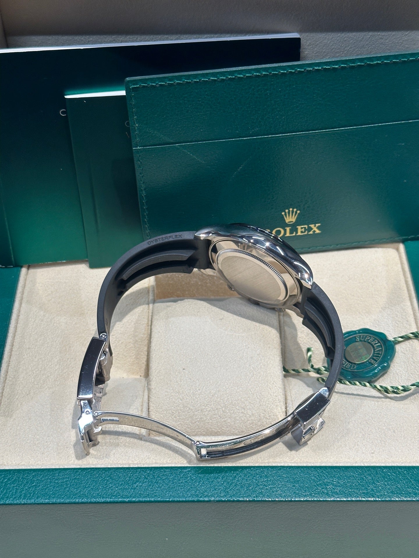 2023 Pre-owned Rolex - 116519LN-0027 Cosmograph Daytona White Gold / Cerachrom / Silver / Oysterflex