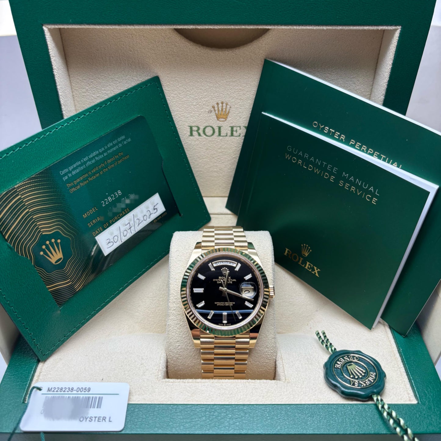 2025 Brand New Rolex - 228238-0059 Day-Date 40 Yellow Gold / Onyx
