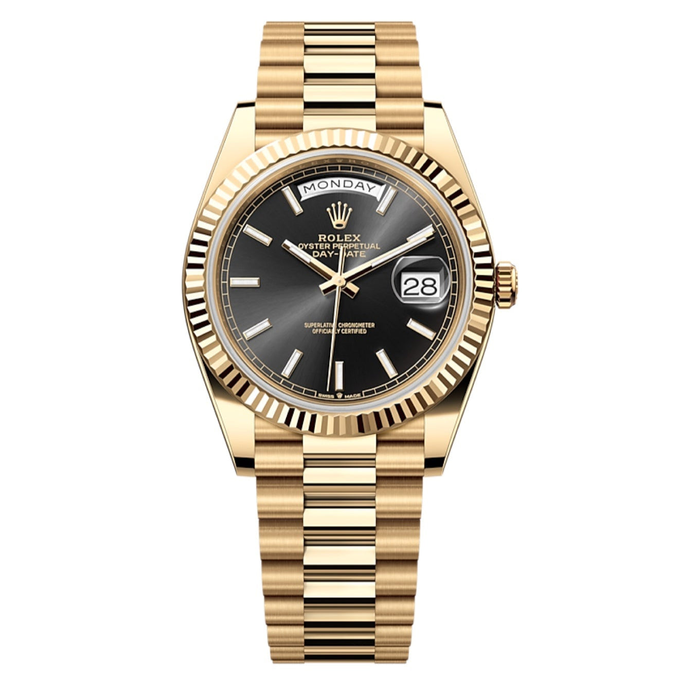 2025 Brand New Rolex - 228238-0067 Day-Date 40 Yellow Gold - Fluted / Black