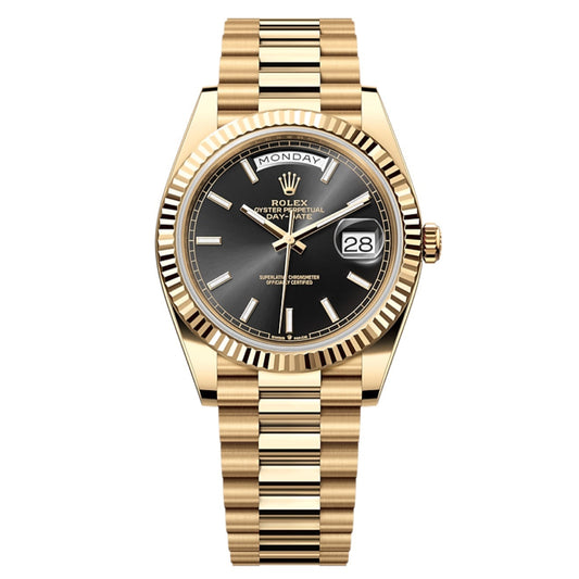 2025 Brand New Rolex - 228238-0067 Day-Date 40 Yellow Gold - Fluted / Black