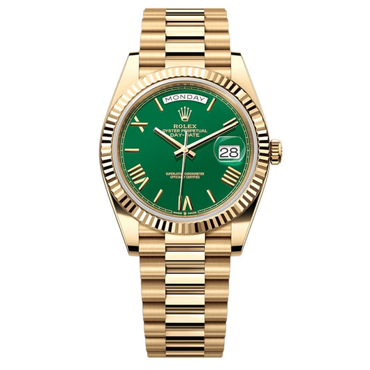 2025 Brand New Rolex - 228238-0061 Day-Date 40 Yellow Gold / Green - Roman