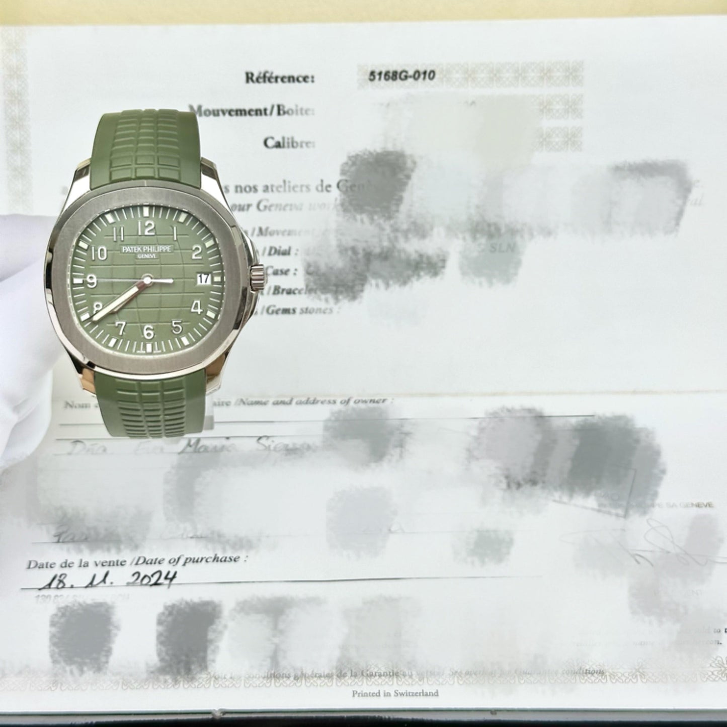 2024 Pre-owned Patek Philippe - 5168G-010 Aquanaut 5168 White Gold / Green