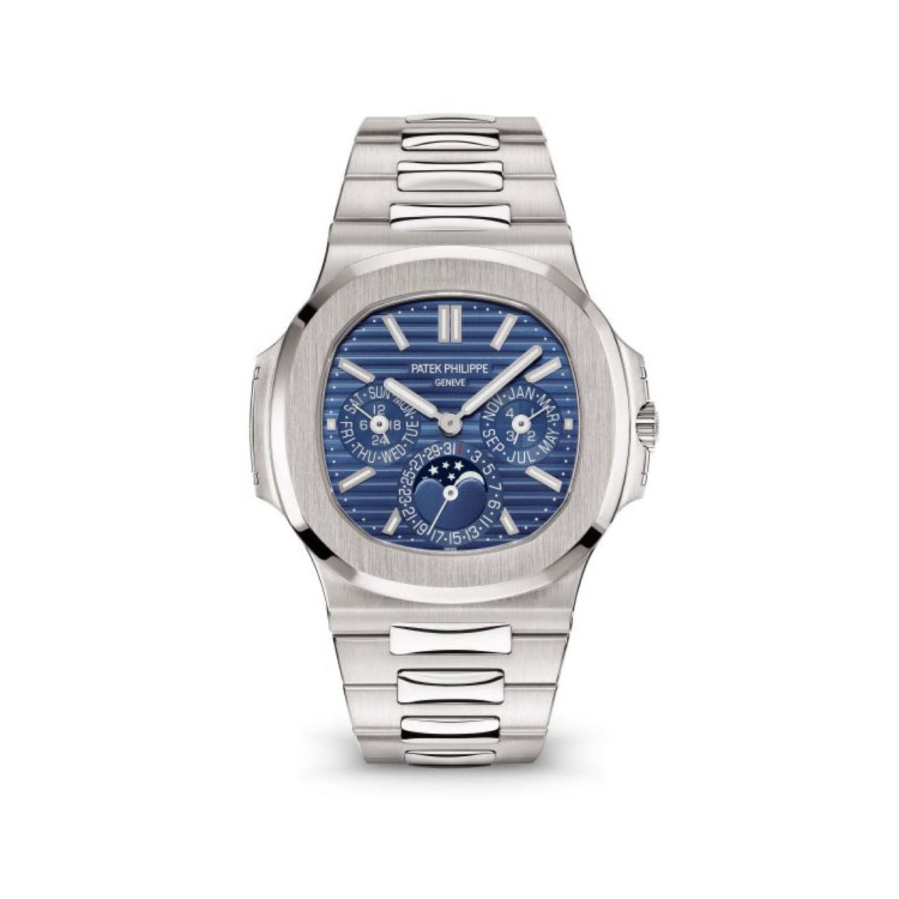 2025 Like New Patek Philippe - 5740/1G-001 Nautilus Perpetual Calendar 5740 White Gold / Blue