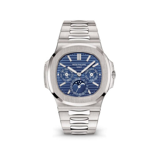 2025 Like New Patek Philippe - 5740/1G-001 Nautilus Perpetual Calendar 5740 White Gold / Blue