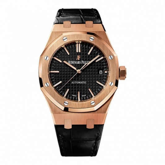2022 Like New Audemars Piguet - 15500OR.OO.D002CR.01 Royal Oak 15500 Pink Gold / Black / Strap