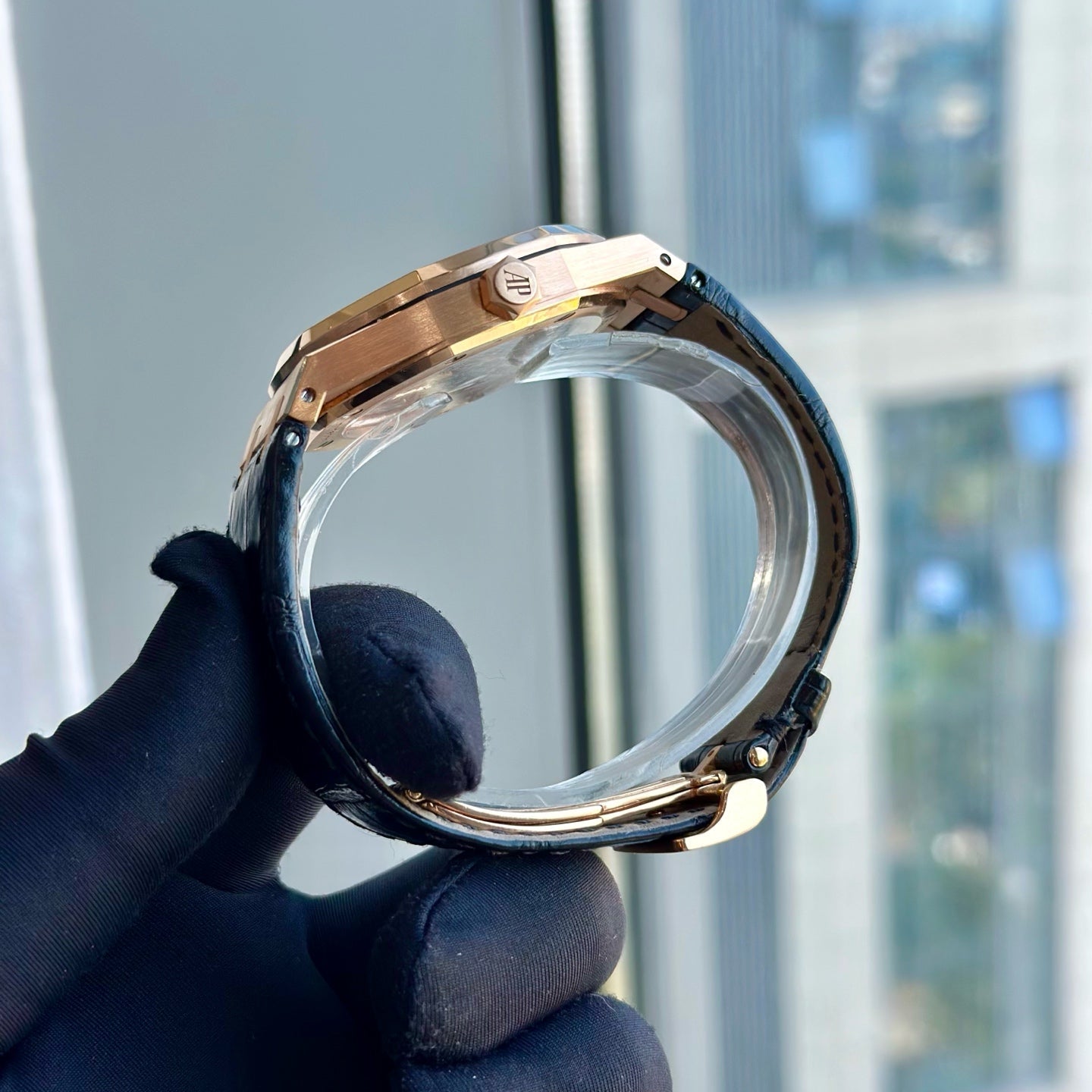 2022 Like New Audemars Piguet - 15500OR.OO.D002CR.01 Royal Oak 15500 Pink Gold / Black / Strap