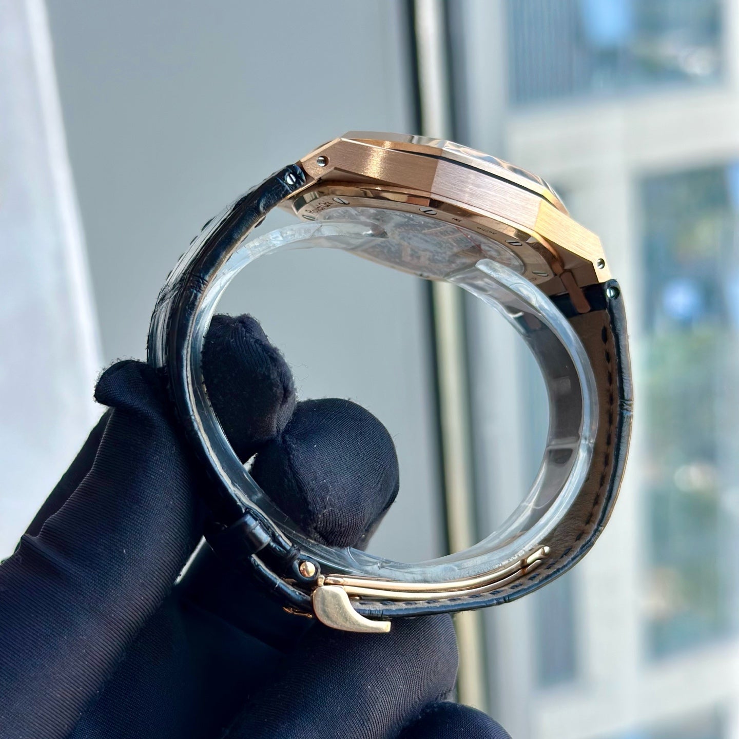 2022 Like New Audemars Piguet - 15500OR.OO.D002CR.01 Royal Oak 15500 Pink Gold / Black / Strap