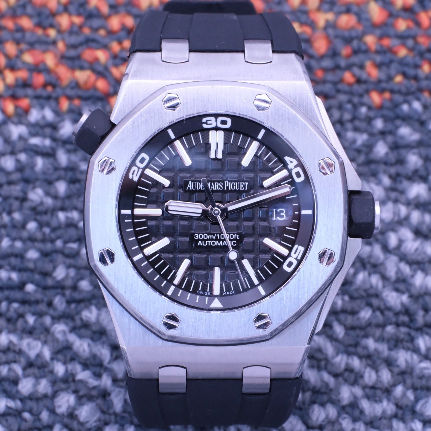 2013 Pre-owned Audemars Piguet - 15703ST.OO.A002CA.01 Royal Oak Offshore Diver Stainless Steel / Black