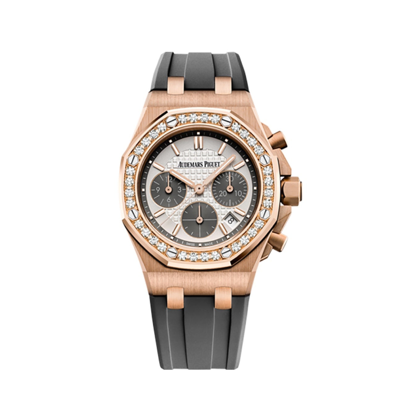2020 Pre-owned Audemars Piguet - 26231OR.ZZ.D003CA.01 Royal Oak OffShore 26231 Lady Chronograph Pink Gold / Silver / Diamond