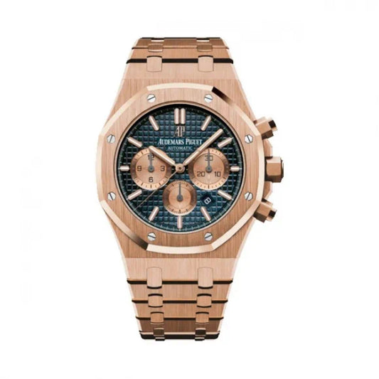 2019 Pre-owned Audemars Piguet - 26331OR.OO.1220OR.01 Royal Oak Chronograph 41 Pink Gold / Blue
