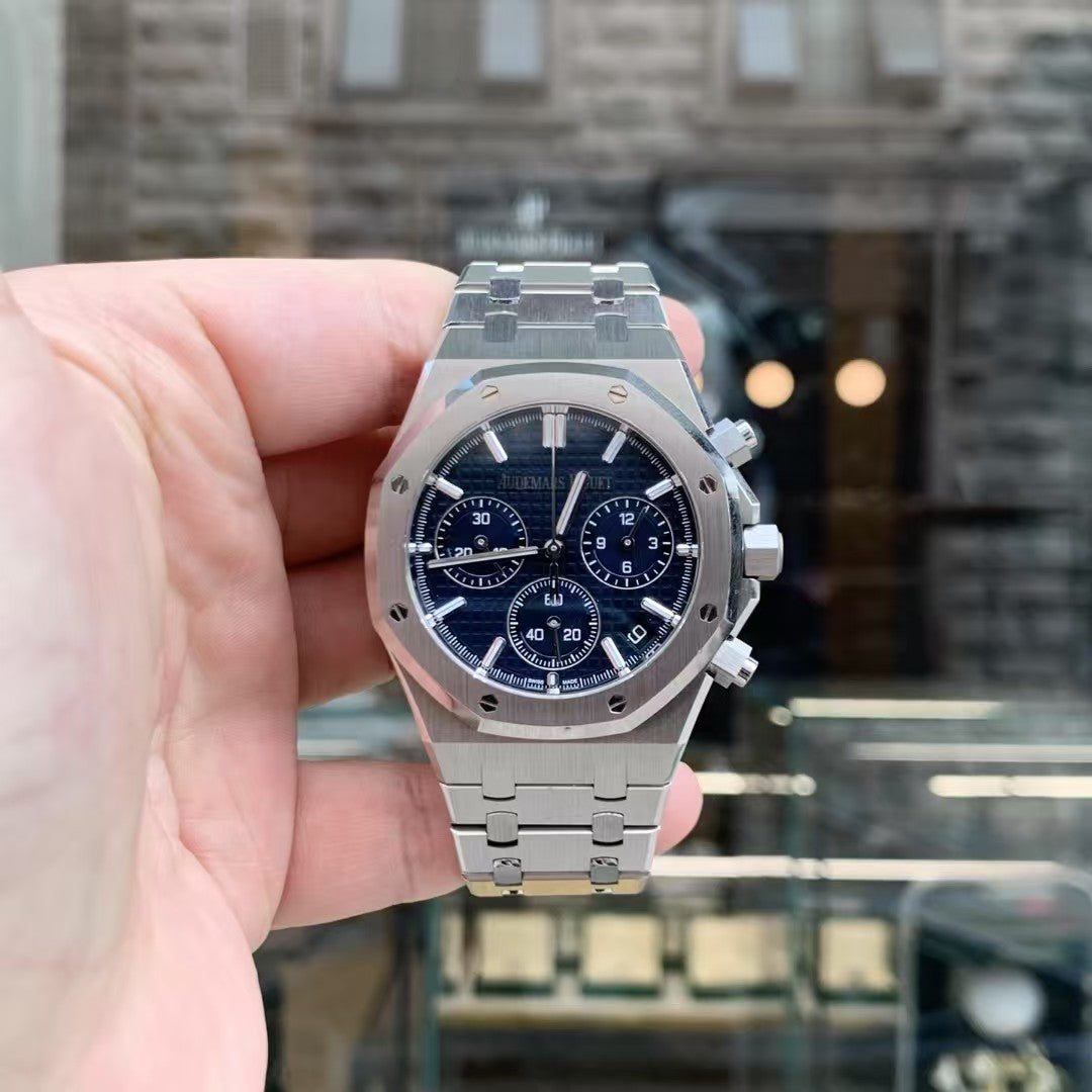 2022 Pre-owned Audemars Piguet - 26240ST.OO.1320ST.01 Royal Oak Chronograph 41 Stainless Steel / Blue / 50th Anniversary