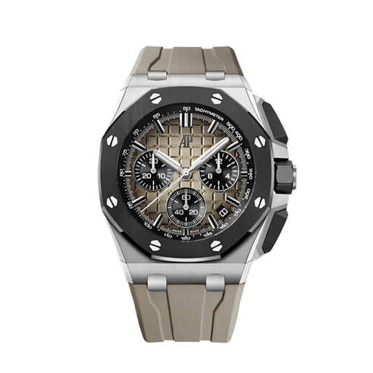 2023 Pre-owned Audemars Piguet - 26420SO.OO.A600CA.01 Royal Oak Offshore 43 Stainless Steel / Ceramic / Taupe