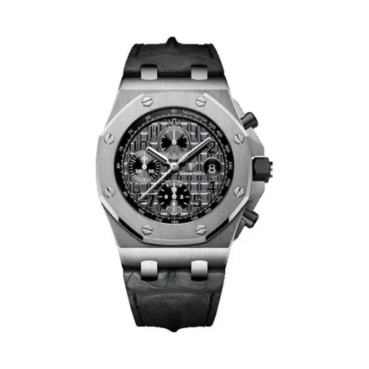 2019 Pre-owned Audemars Piguet - 26470ST.OO.A104CR.01 Royal Oak Offshore 26470 Stainless Steel / Grey / Alligator