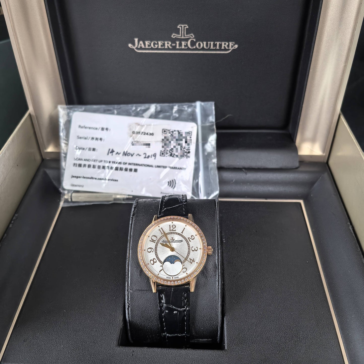 2019 Pre-owned Jaeger-LeCoultre - Q3572430 Rendez-Vous Moon Medium Pink Gold / Diamond / Silver