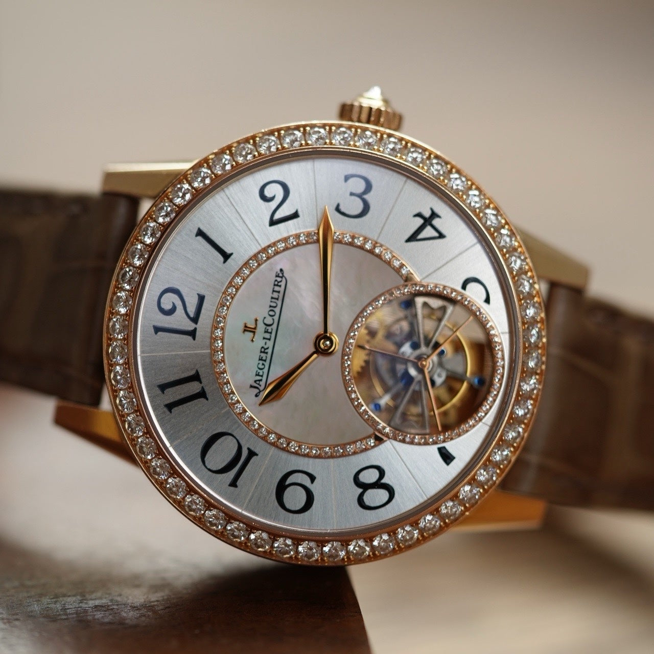 Watch ONLY  Pre-owned Jaeger-LeCoultre - Q3412410 Rendez-Vous Jewelery Tourbillon Pink Gold / MOP / Alligator