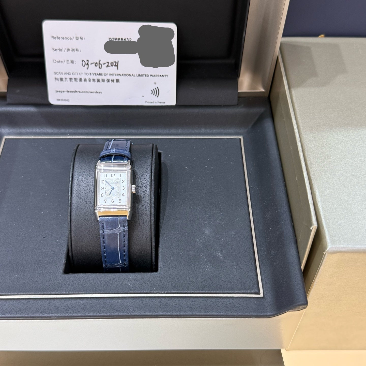 2021 Pre-owned Jaeger-LeCoultre - Q2668432 Reverso Classic Small Duetto Stainless Steel / Silver / Alligator