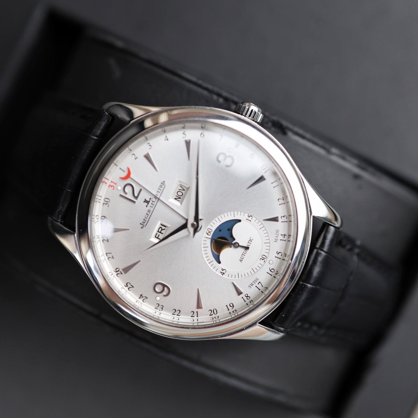 2021 Pre-owned Jaeger-LeCoultre - 1558420 Master Calendar Stainless Steel / Silver / Alligator