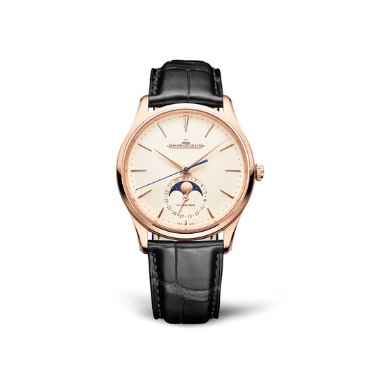 2024 Pre-owned Jaeger-LeCoultre - Q1362511 Master Ultra Thin Moon Pink Gold / Eggshell / Alligator