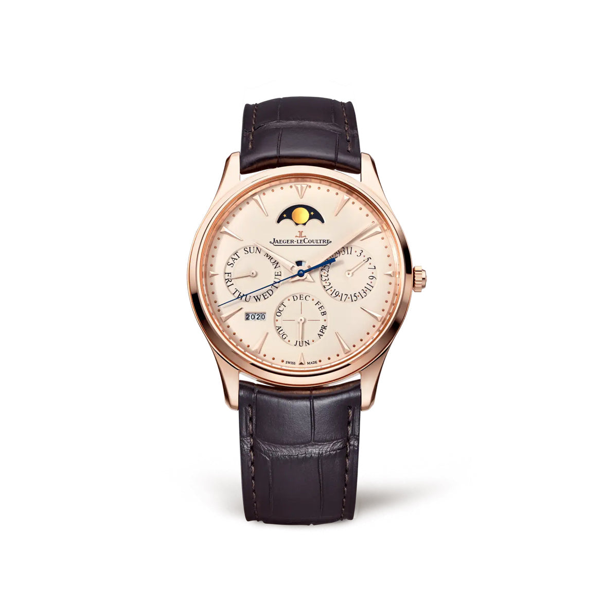 2023 Watch ONLY Pre-owned Jaeger-LeCoultre - 1302520 Master Ultra Thin Perpetual Pink Gold / Eggshell / Alligator