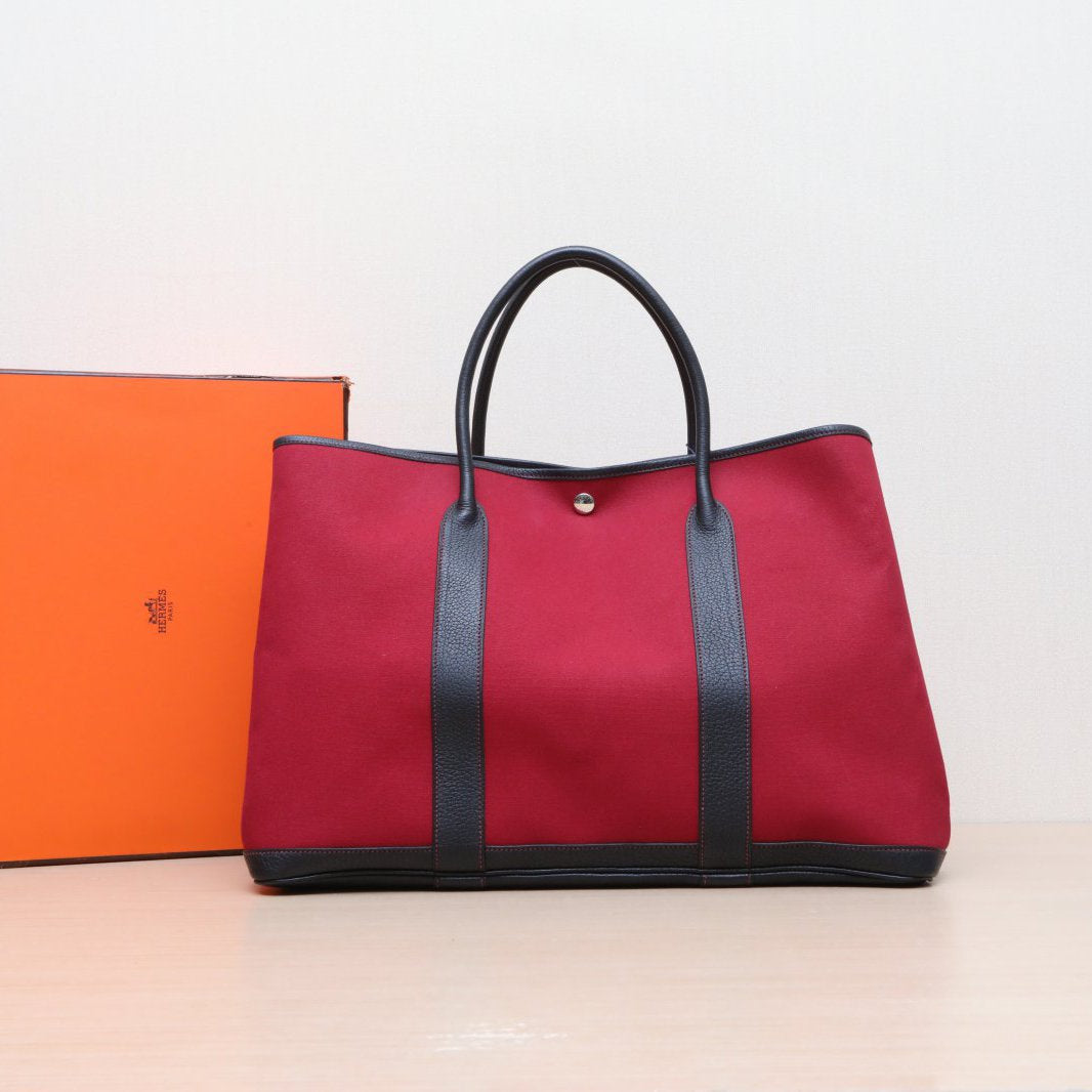 Hermès Garden Party 45 Noir (89) Negonda Leather & Canvas