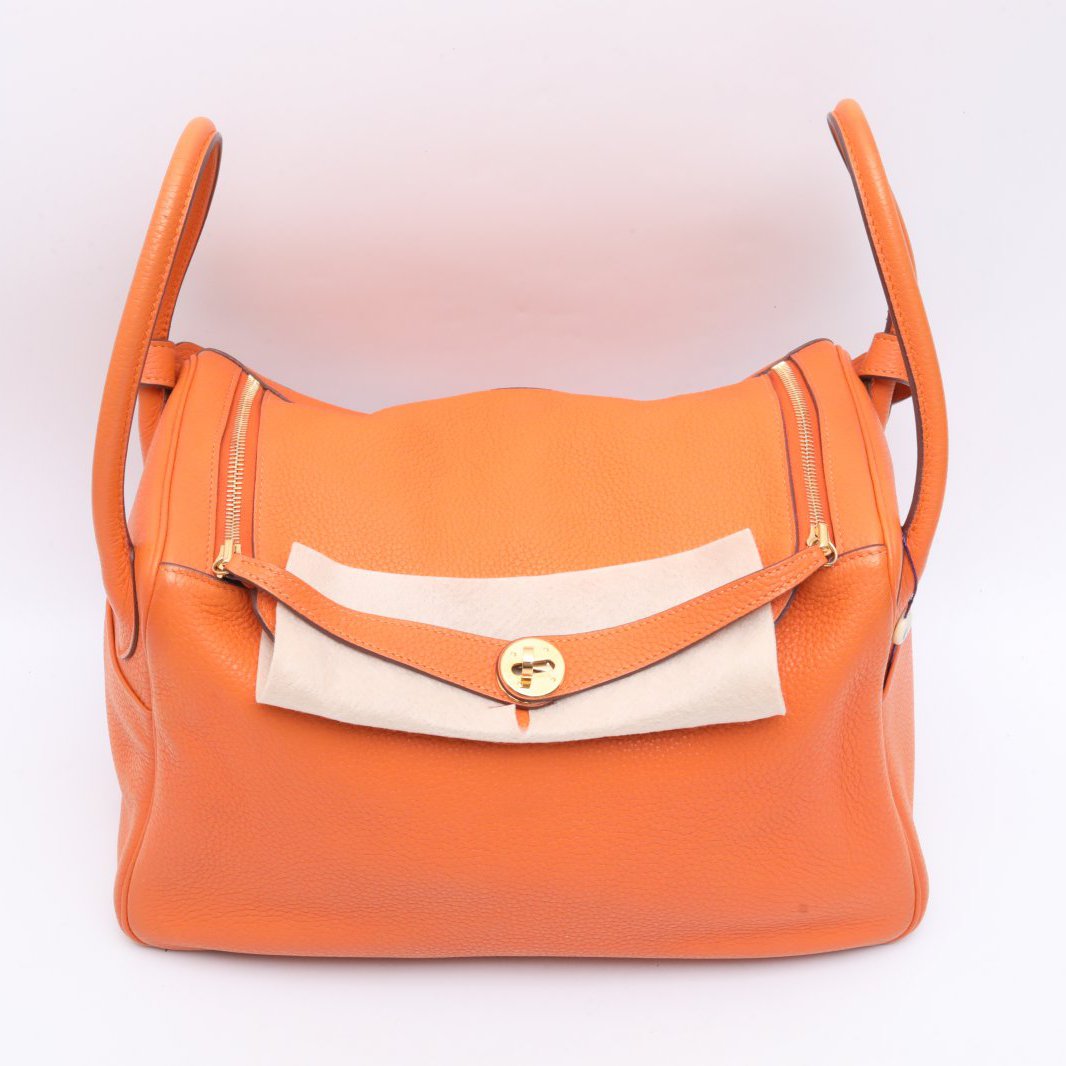Hermès Lindy 34 Orange (93) Taurillon Clemence Gold Hardware