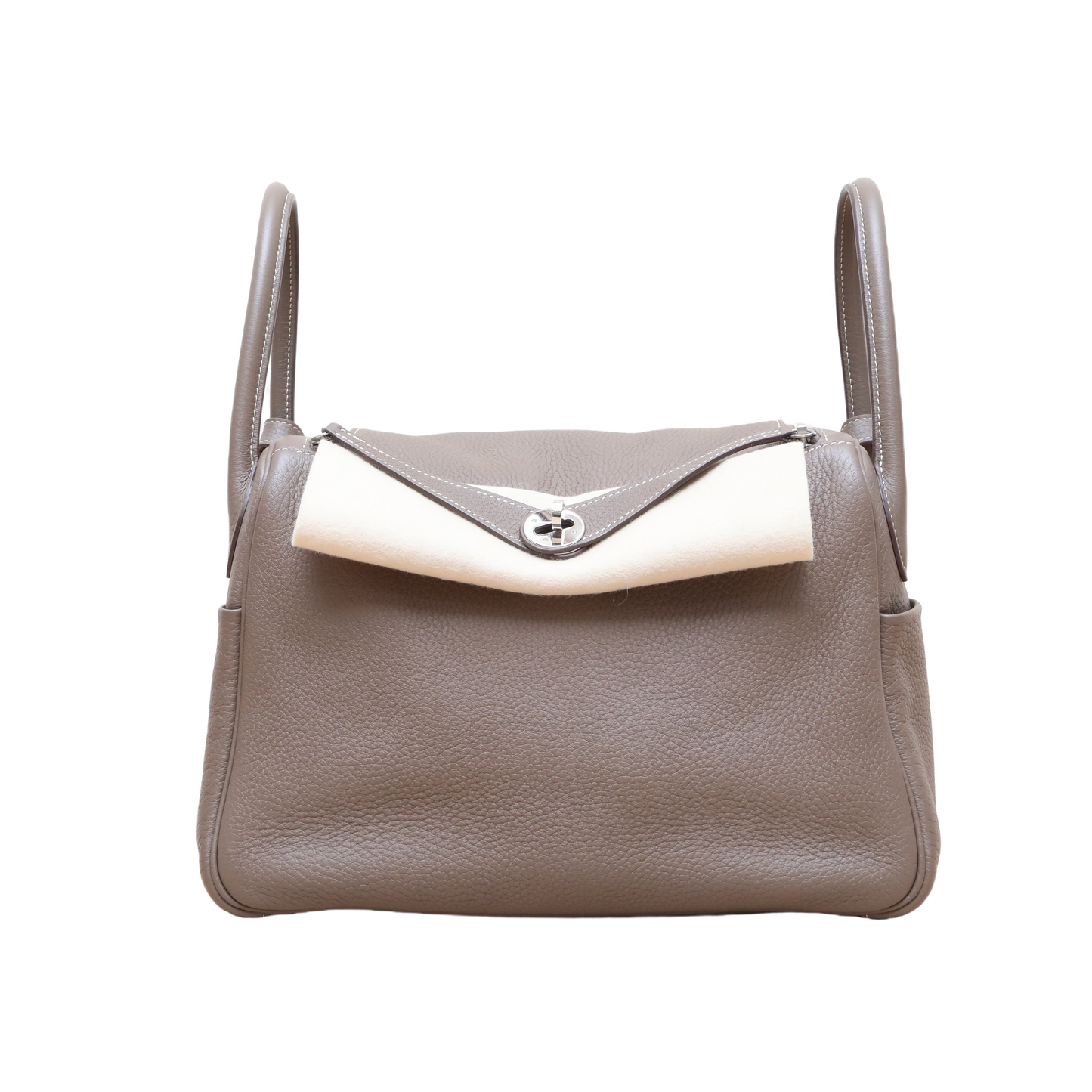 Hermès Lindy 30 Etoupe (18) Taurillon Clemence Palladium Hardware
