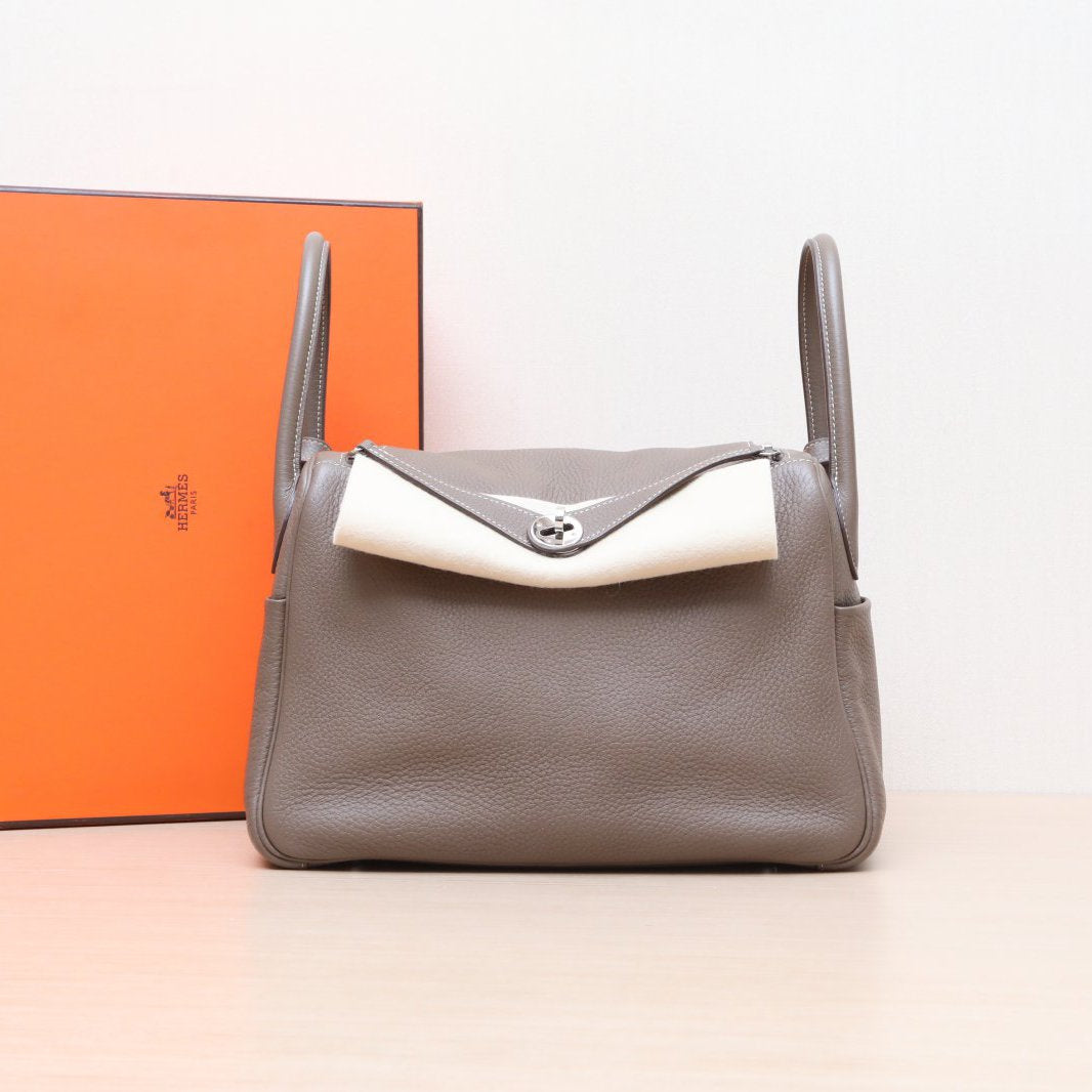 Hermès Lindy 30 Etoupe (18) Taurillon Clemence Palladium Hardware