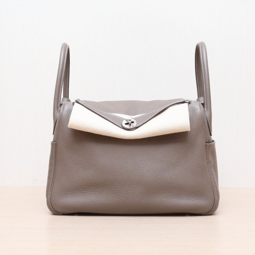 Hermès Lindy 30 Etoupe (18) Taurillon Clemence Palladium Hardware