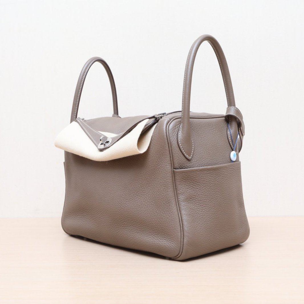 Hermès Lindy 30 Etoupe (18) Taurillon Clemence Palladium Hardware