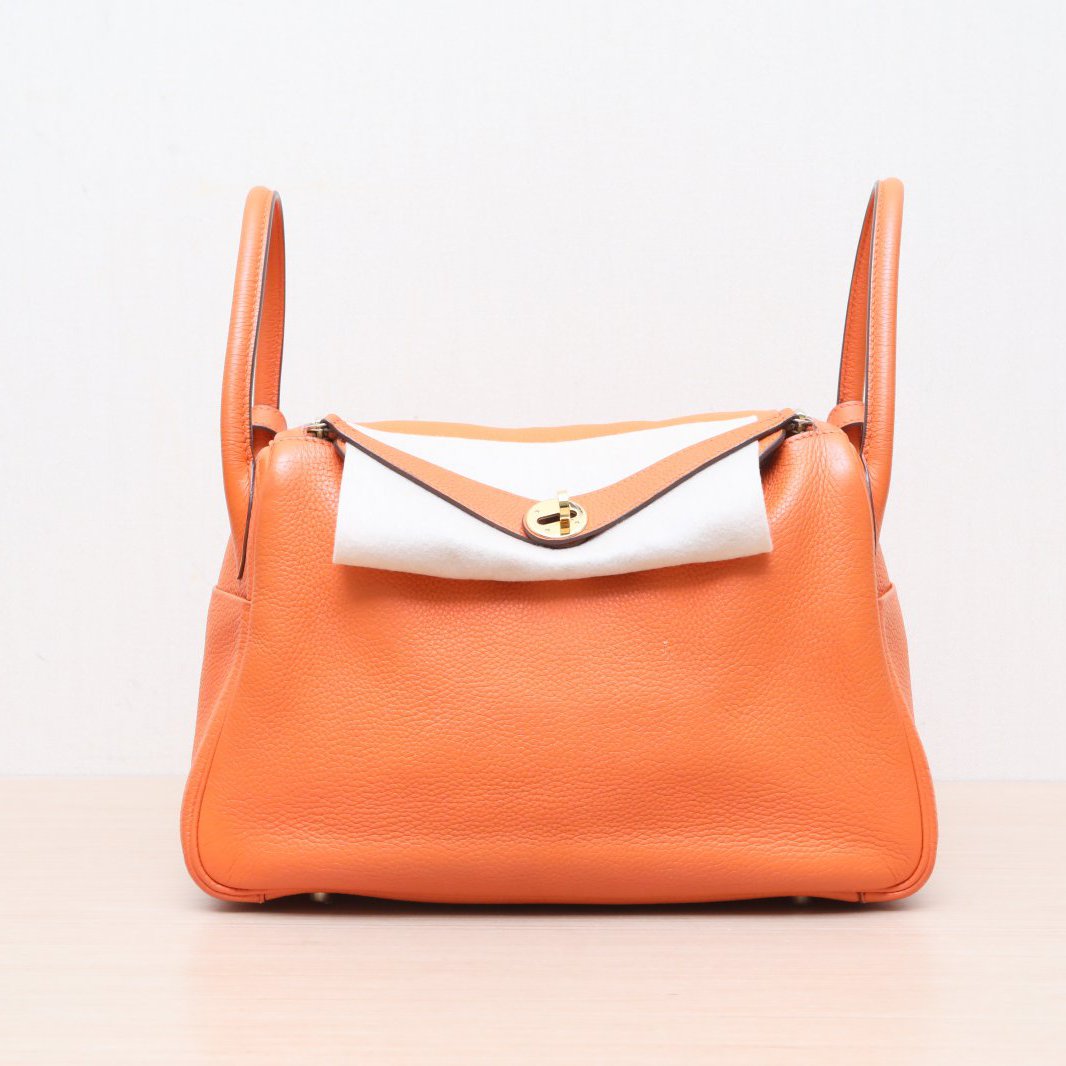 Hermès Lindy 30 Orange H (93) Taurillon Clemence Gold Hardware
