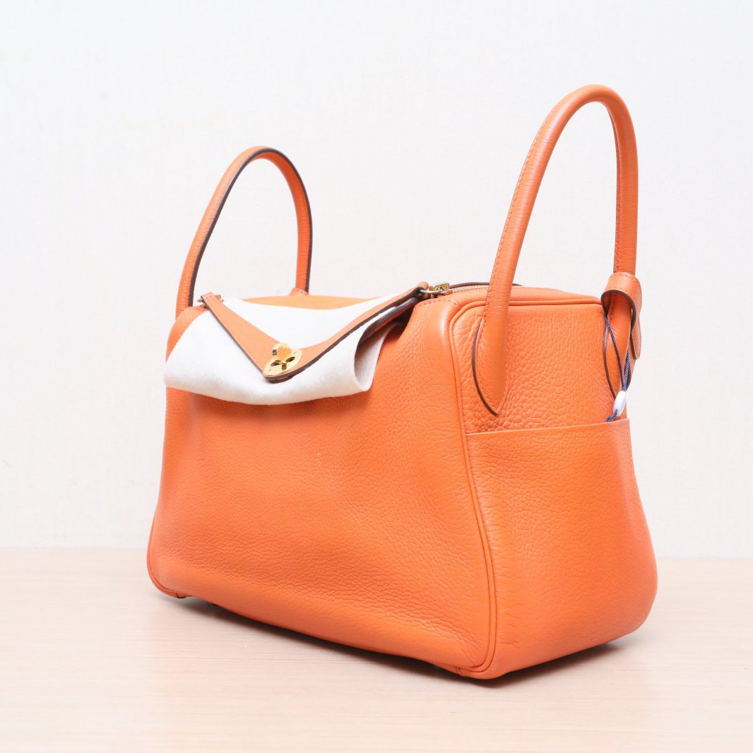 Hermès Lindy 30 Orange H (93) Taurillon Clemence Gold Hardware