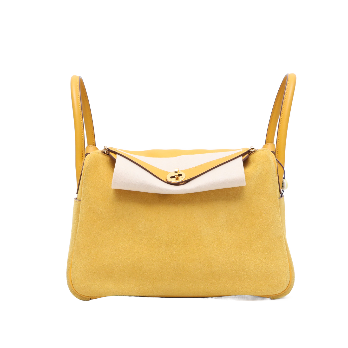 Hermès Lindy 30 Jaune Ambre (9D) Swift & Suede Gold Hardware