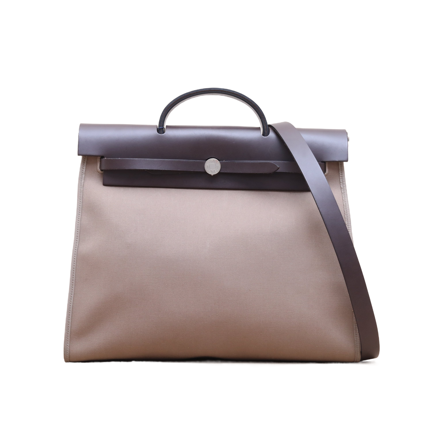 Hermès Herbag 39 Etoupe (18) Canvas & Hunter Palladium Hardware