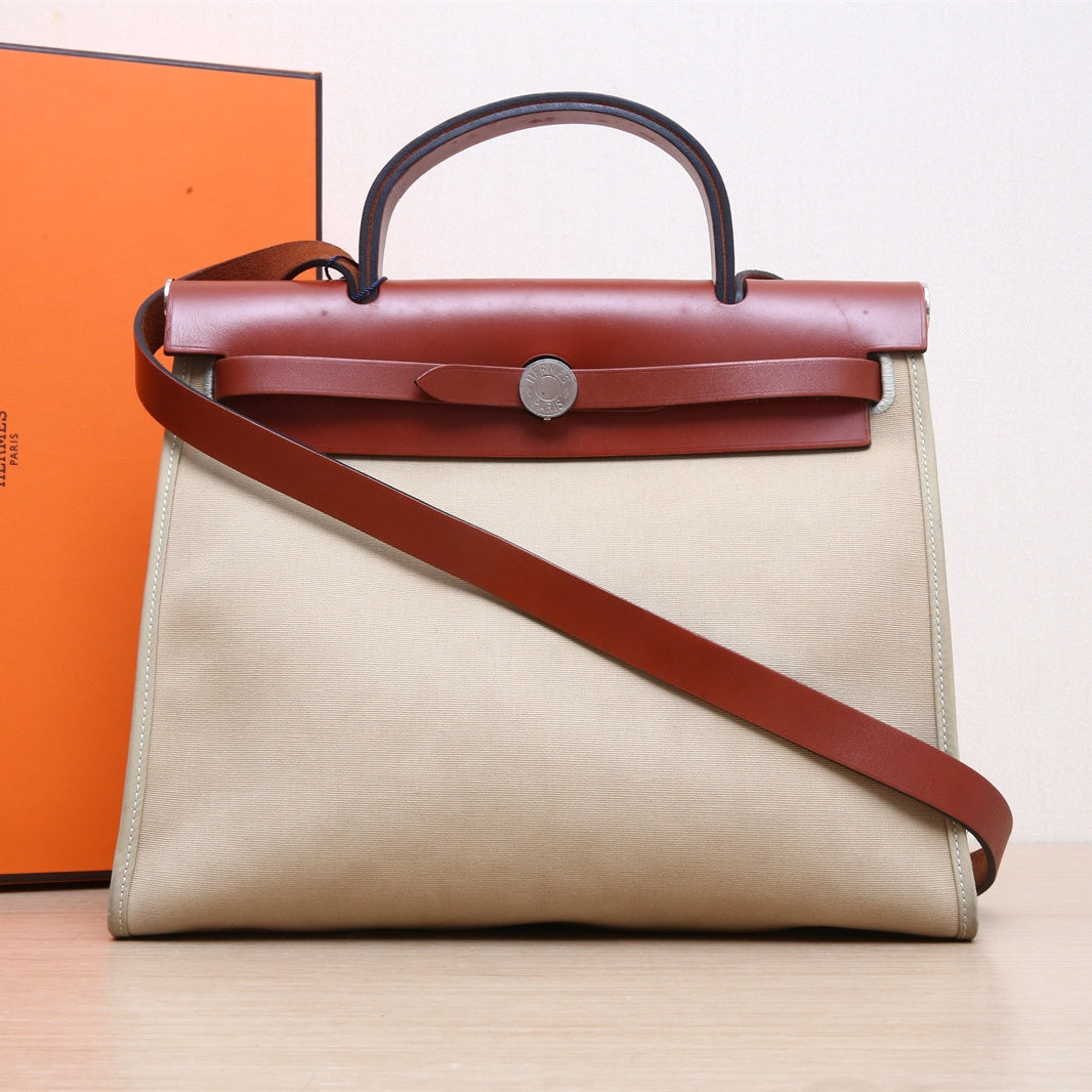 Hermès Herbag 31 Trench (S2) & Cuivre (6C) Canvas Palladium Hardware