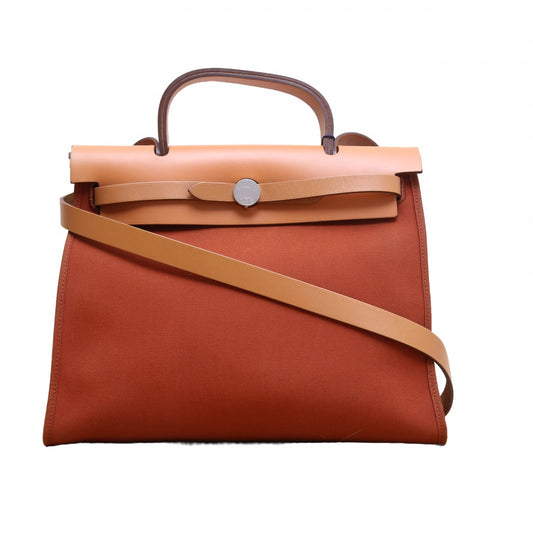 Hermès Herbag 31 Terre Battue (R1) Toile & Vache Hunter Palladium Hardware