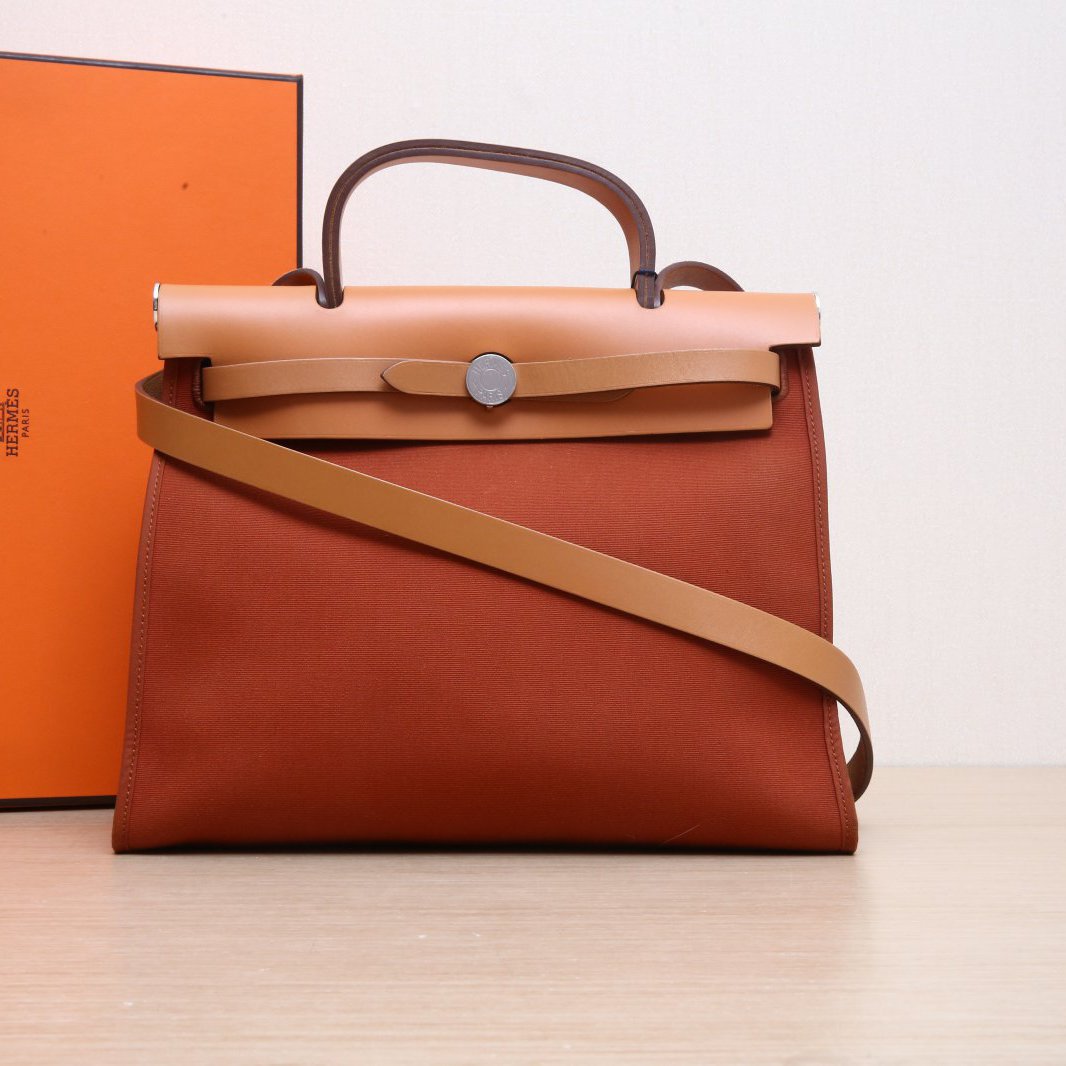 Hermès Herbag 31 Terre Battue (R1) Toile & Vache Hunter Palladium Hardware
